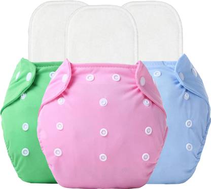 Jingle Kids Premium Quality Winter Autumn Special Fashionable Baby Adjustable All-In ---One Washable Reusable Cloth Diapers Nappies Pocket Button Style(Without Inserts) For Toddlers/Infants/New Borns(Pack of 3,BGP)