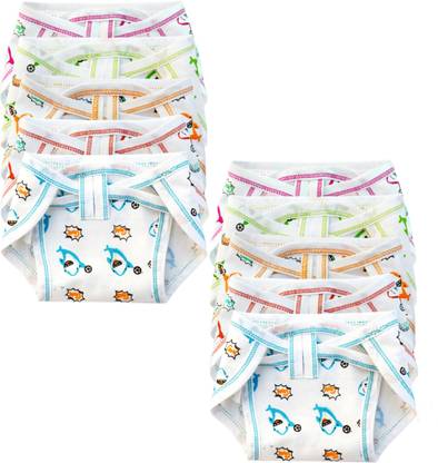 DON CARE New Born Washable Reusable Hosiery Cotton Diapers, 0-6 Months (PACK OF 10)