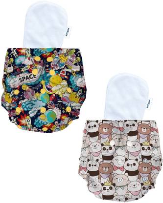 BUMTUM Baby Ultrahygiene Cloth Diaper With Insert Reusable,Teddy Face + Space Old