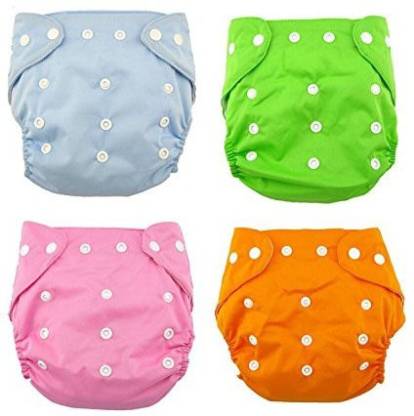 Smoky Adjustable Baby Diapers & Changing Pads Cotton Washable Reusable Nappy Ages 0 to 2 years. (Pack Of 4)