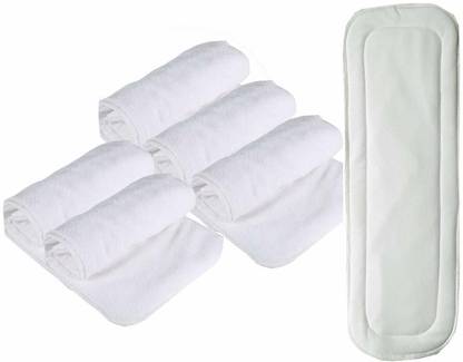 vsol Dry Feel absorber Insert diaper liner for Adjustable, washable and reusable Cloth Diapers (Compatible with pocket diapers/cover diapers) Free size. Microfiber absorber - 5 layers (Pack of 6)