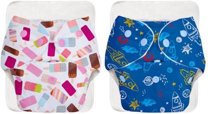 Superbottoms BASIC 2 Cloth Diapers Washable & Reusable for 3M-3Y (2 Shells + 2 Inserts)