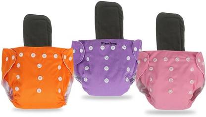 Playalong Baby Reusable Cloth diapers + Insert Pad, Adjustable, 3M-3Y Pack of 3