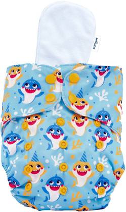 BUMTUM Ultrahygiene Baby shark Extra Soft Reusable Cloth Diaper for Babies 0 to 3 Yrs