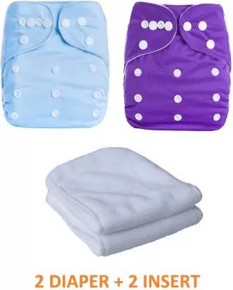 Alura Craft Soft & Absorbent Baby Cloth Diaper 2 Pcs with 2 Soft Five Layered White Inserts