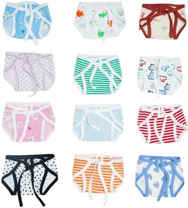 adore stuff Baby Washable Nappy/Langot (Hosiery Cotton Nappy) (0-3 Months)(Set of 12)