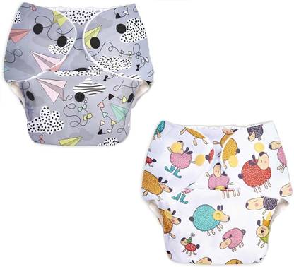 rotation Reusable Button Diaper Multi Color Pack of 2 Diaper & 2 Black 5 layer Insert