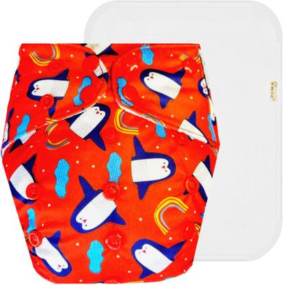 Dumbledo Reusable Washable Quick Dry 1 Red Cloth Diaper With white Insert