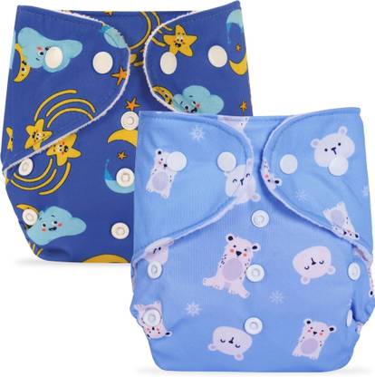Bumpers Reusable & Washable Organic Cloth Diaper for babies Combo, Royal Blue+Sea Blue