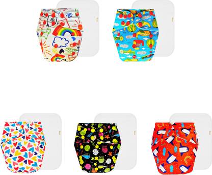 Dumbledo Reusable Eco-Friendly Dry Feel 5 Cloth Diaper With White Pad