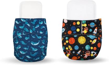 LittlePea Reusable Cloth Diapers + Insert Pad | Adjustable, Freesize (3M-3Y) | Pack of 2