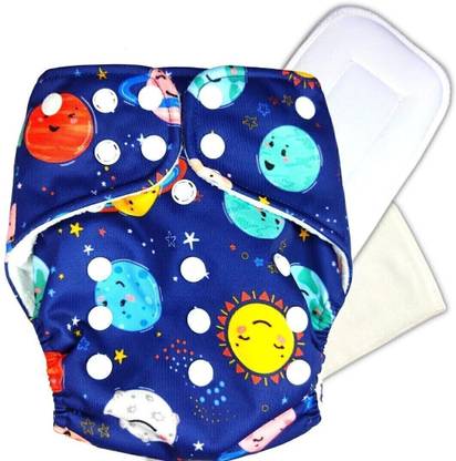 Earthy Lanes Reusable Waterproof Cloth Diaper with Snap Insert And Liner (3-36 month)