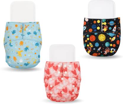 LittlePea Reusable Cloth Diapers + Insert Pad | Adjustable, Freesize (3M-3Y) | Pack of 3