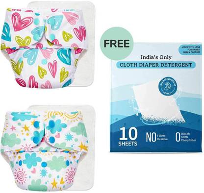 Superbottoms BASIC BASIC Pack of 2 Reusable Cloth Diaper for Babies 0-3 Years Freesize, Adjustable