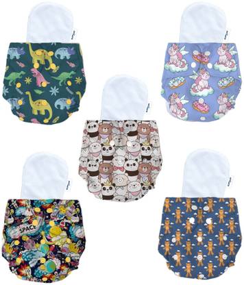 BUMTUM Baby Ultrahygiene Multi Desgin Extra Soft Washable Cloth Diaper Combo Pack of5