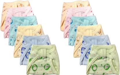 Justlist Reusable washable Cotton Cloth Printed Diaper / Langot / Nappy for new born baby (0-3 Months Pack of 12