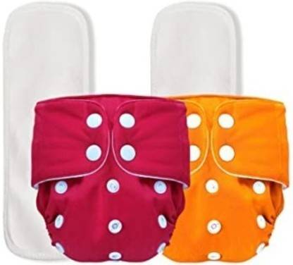 Royallion Pack Of 2 Reusable Cloth Diapers Washable, Adjustable Size with Insert Pads