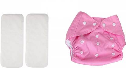Yutiriti 3 Pc Combo- 1 Pc Plain Adjustable Diaper 2 Pc Diaper Changing Insert Cloth Pad for Babies