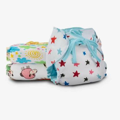 Superbottoms Dry Feel Langot - Pack of 3-Organic Cotton Padded langot/Nappy with Gentle Elastics & a SuperDryFeel Layer on top (Solid, Size 1)