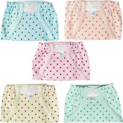 KIDS & BEBS All-Over Small Dot Baby Velcro Diaper/Nappy Soft for Newborn Pack of 5