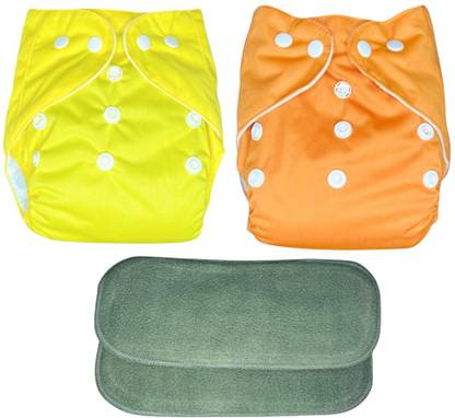 kogar New Solid Combo Button Reusable Diaper Nappy With Insert (2 Diaper+2 insert)