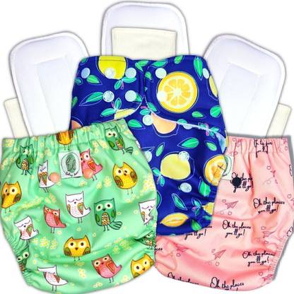 Earthy Lanes Reusable Waterproof 3 Cloth Diaper with 3 Snap Insert And Liner (3-36 month)
