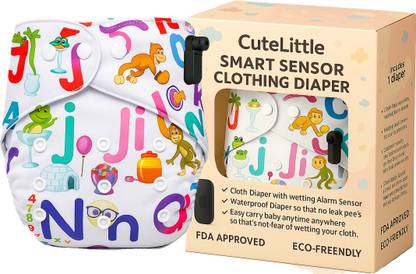 CuteLittle Smart Cloth Diaper with Wetness Alert Sensor - Reusable, Soft on Baby’s Skin P1
