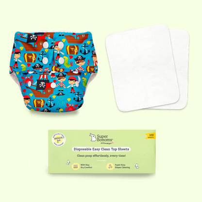 Superbottoms BASIC Cloth Diapers Starter Kit - Reusable Outer, Inserts & Disposable Liners