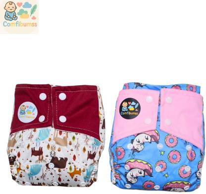 Comfibumss Combo of 2 Reusable Cloth Diaper with 4-Layer Absorbent Insert-ab