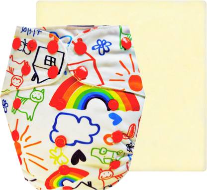 Dumbledo Reusable Eco-Friendly Dry Feel 1 White Cloth Diaper with Insert