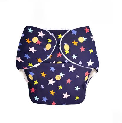 Superbottoms BASIC™ Cloth Diaper Without Soaker for 3m-3y babies (Blue Stars)