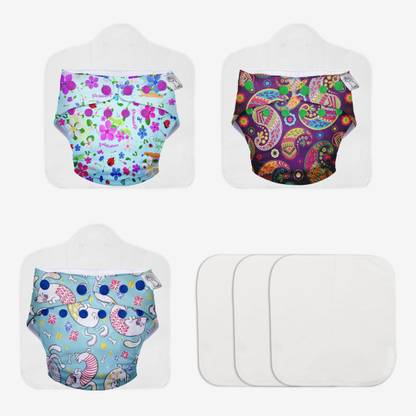 Superbottoms Cloth Diapers for babies - Combo Pack of 3 Freesize UNO- New Version| Reusable
