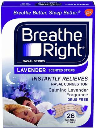 Breathe Right nasal strips calming lavender scent drug free 26 scented strips Manual Nasal Aspirator