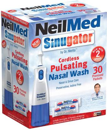 neilmed Sinugator Cordless Pulsating Nasal Wash with 30 Premixed Packets Manual Nasal Aspirator
