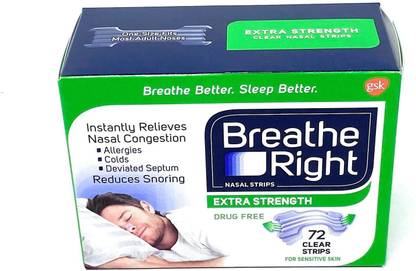 Breathe Right nasal strips extra strength for snesitive skin, 72 clear strips Manual Nasal Aspirator