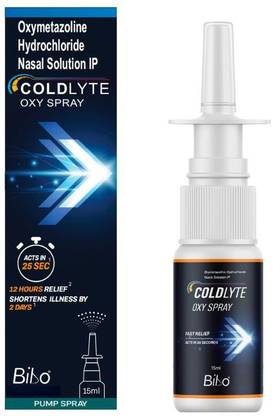 BIBO COLDLYTE OXY SPRAY, Adult Nasal Spray, 15ml, Pump Manual Nasal Aspirator