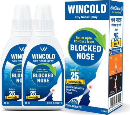 Wincold Oxy Nasal Spray Pack of 2 | Instant Relief From Blocked Nose Upto 12 hours Manual Nasal Aspirator