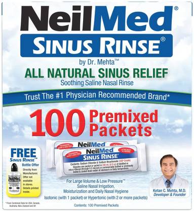 neilmed Sinus Rinse Premixed Packets, 100 Packets Manual Nasal Aspirator