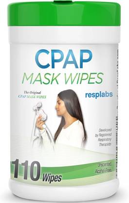 resplabs CPAP Mask Wipes Unscented Cleaner for Full Face, Nasal Mask & Supplies 110 Wipes Manual Nasal Aspirator
