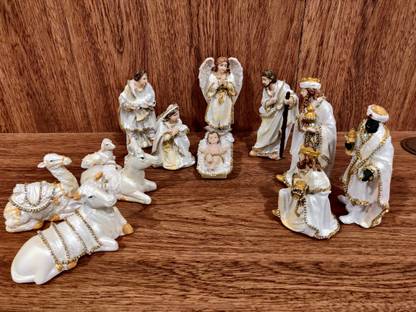 breeze handicrafts Stone Studded Christmas Nativity Scene Kudil Set 6 inch Separate Pieces 15 cm Pack of 12