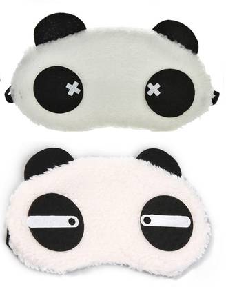 Jonty Straight Cross Panda Travel Sleep Cover Blindfold (Pack of 2) Eye Shade