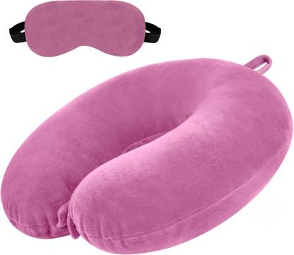 Greeli U-Shaped Micro Fibre Travelling Neck Pillow With Eye Mask, Neck Support Headrest Neck Pillow & Eye Shade