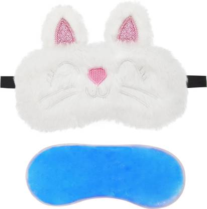 Jenna Sleeping Eye Shade Mask Cover for Insomnia, Meditation, Puffy Eyes and Dark Circles Fur Cat White With Gel