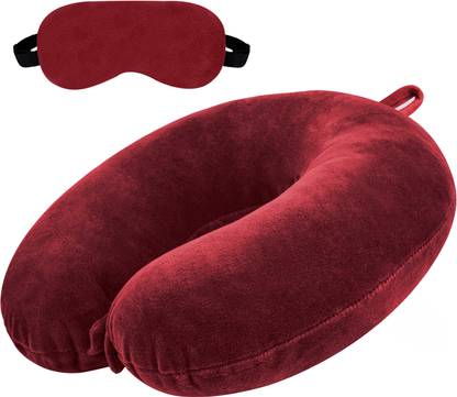 Greeli U-Shaped Micro Fibre Travelling Neck Pillow With Eye Mask, Neck Support Headrest Neck Pillow & Eye Shade