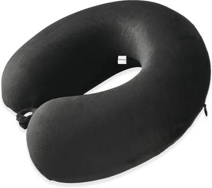HOMESTIC 360° Memory Foam Neck Pillow for Travelling | JR-1-BLK | Black Neck Pillow & Eye Shade