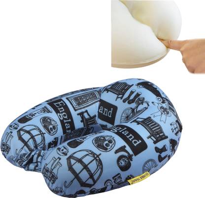 ORKA Travel Memory Foam Spandex Digital Printed High Back U Neck Pillow