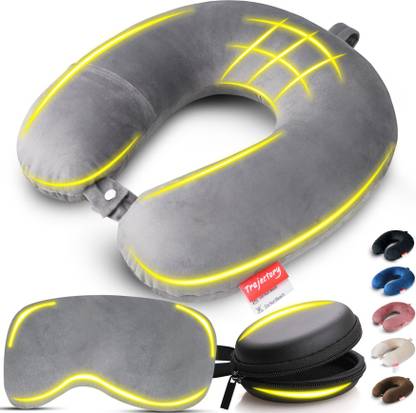 Trajectory Supercomfy Travel Pillow Cushion Headrest with Eyemask and Earphone Case Neck Pillow & Eye Shade