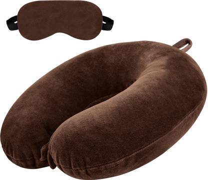 Greeli U-Shaped Micro Fibre Travelling Neck Pillow With Eye Mask, Neck Support Headrest Neck Pillow & Eye Shade