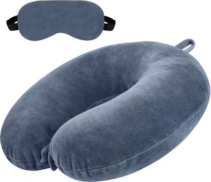 Greeli U-Shaped Micro Fibre Travelling Neck Pillow With Eye Mask, Neck Support Headrest Neck Pillow & Eye Shade