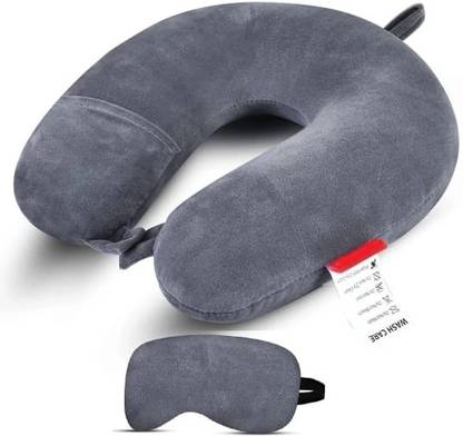 Maanisha Enterprises Grey U Shape Neck Pillow travelling headrest, Multipurpose neck rest Neck Pillow & Eye Shade
